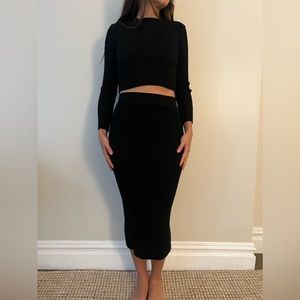 Black top and skirt set